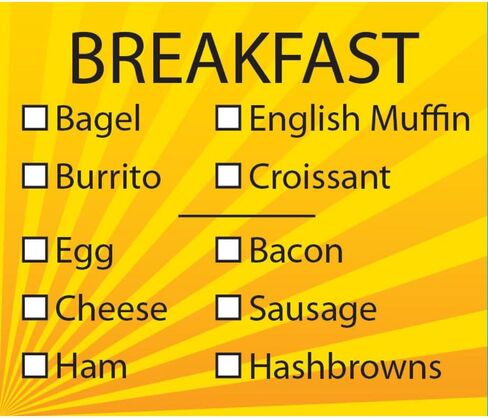 Hubert Breakfast Sandwich Label Check Off Style Lellow Black Parint - 2 1/2 "L x 2 1/8" H 1000 Per Roll in Saudi Arabia