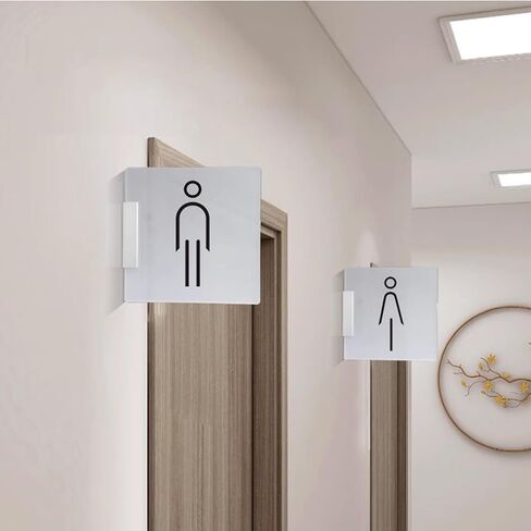 Signage,Restroom Signs Restroom Signs Men Women, Acrylic Restroom Sign,Wall Side-Mounted Double-Sided Bathroom Indicator Sign, Suitable for Offices, Businesses(C) in Kuwait