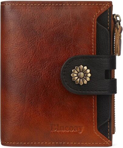 Wallet Women,RFID Blocking Leather Womens Wallet Bifold Compact Card Holder Small Wallet for Women with Removable ID Window Darkbrown in Saudi Arabia