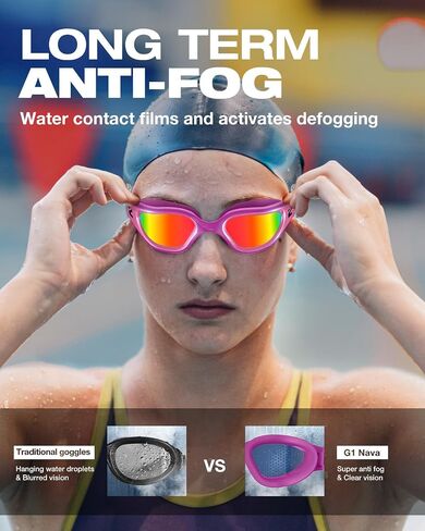 Zionor G1 Nava Super Anti-Fog Usisex Swim Goggles Mirror/Bright Smoke Lens in Kuwait