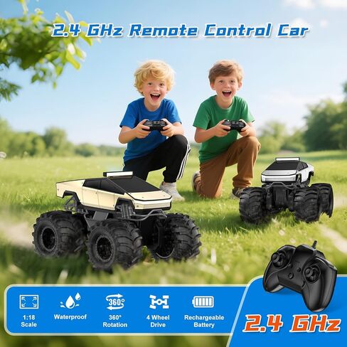 سيارة مكافحة عن بعد البرمائية ، 1:18 ألعاب شاحنة وحش للبنين RC سيارات ، 2.4 جيجا هرتز شاحنات RC Cyber ​​مقاومة للماء ، 4WD جميع التضاريس الوعرة على الطرق in Kuwait