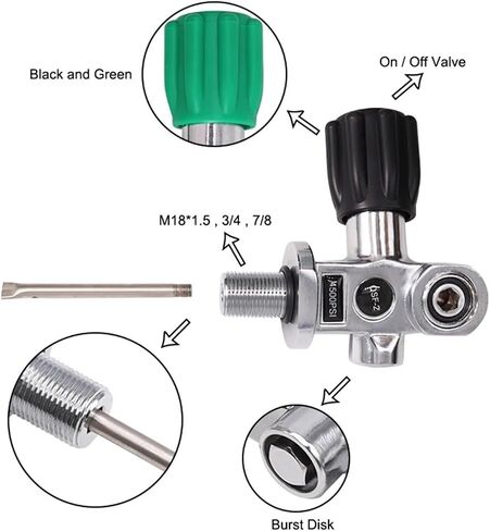 Underwater Scuba Diving Dive DIN/Yoke Tank Valve Scuba Diving Tank Valve Cylinder Bottle Reducing Valve(M18) in Saudi Arabia