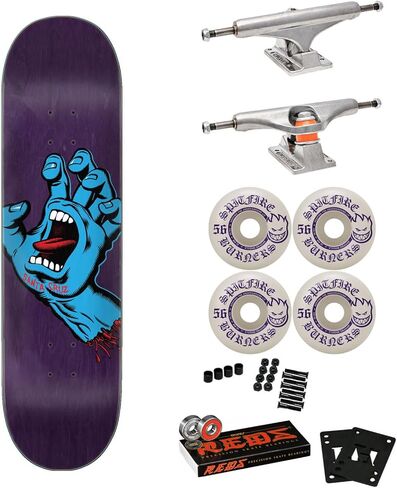 Santa Cruz Skatoboard كاملة الصراخ اليد الأرجواني 8.375 "× 32" مع شاحنات مستقلة وعجلات Spitfire و Bones Reds Bearings والأجهزة والغرريب in Saudi Arabia