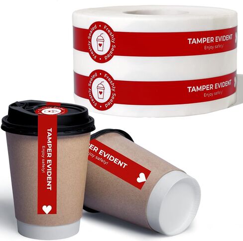 Tamper Evident Stickers For Coffee Cups Or Drink Cover Stickers - Double Roll Size 1" x 9" X 500 Drink Labels - Takeaway Delivery Tamper Proof Stickers For Drink Spiking Prevention in Saudi Arabia