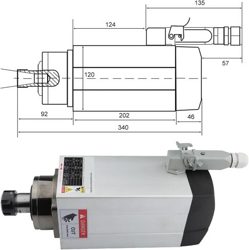 Air-Cooled Square Spindle Motor 4.5kW ER25 220V 4 Ceramic Ball Bearings(4.5kw ER25 380V) in Saudi Arabia