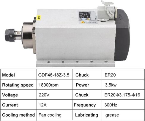3.5kw ER20 محرك مغزل مربع ، مبرد بالهواء ، 220 فولت/380 فولت ، مع شفة متزايدة (3.5 كيلو واط ER20 380V) in Saudi Arabia