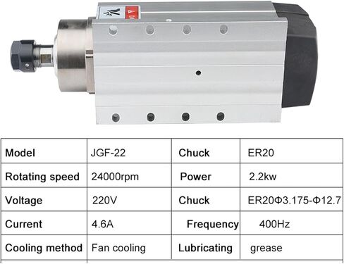 2.2 كيلو واط مربعة محرك مغزل مربع مربعة ER20 220V 380V 400Hz 24000 دورة في الدقيقة مع شفة التثبيت (2.2KW ER20 380V) in Saudi Arabia