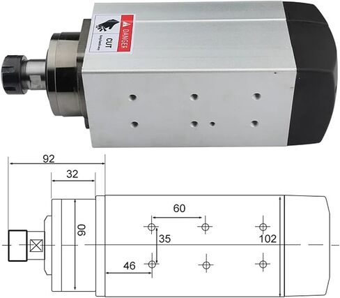 Air-cooled square spindle motor 4.5kW ER25 220V 4 ceramic ball bearings(4.5kw ER25 220V) in Saudi Arabia
