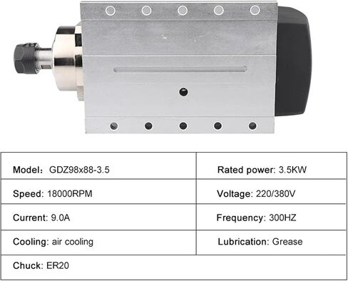 3.5kw ER20 air Cooled Spindle Motor 4 Bearings 220V 380V Square Flange(3.5kw ER20 380V) in Saudi Arabia