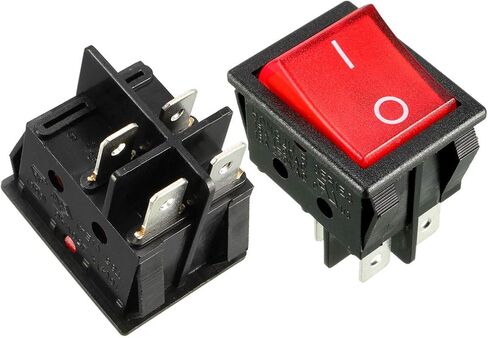 uxcell 5Pcs AC 16A/125V 16A/250V DPST 4Pin 2 Position I/O On/Off LED Light Boat Red Rocker Switches in Saudi Arabia