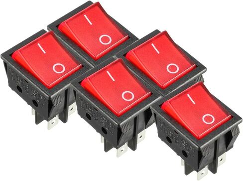 uxcell 5Pcs AC 16A/125V 16A/250V DPST 4Pin 2 Position I/O On/Off LED Light Boat Red Rocker Switches in Saudi Arabia