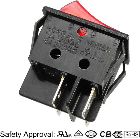 uxcell 5Pcs AC 16A/125V 16A/250V DPST 4Pin 2 Position I/O On/Off LED Light Boat Red Rocker Switches in Saudi Arabia
