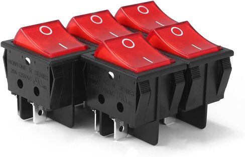 uxcell 5Pcs AC 16A/125V 16A/250V DPST 4Pin 2 Position I/O On/Off LED Light Boat Red Rocker Switches in Saudi Arabia