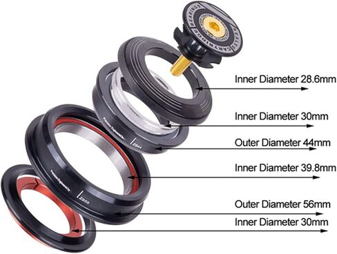 AL6061 Mountain Road Tapered Tube Tube Tube Tube Tube ، 44mm 56mm سماعات رأس شوكة محامل ركوب الدراجات ZS44/28.6 ZS56/40 (30) in Saudi Arabia