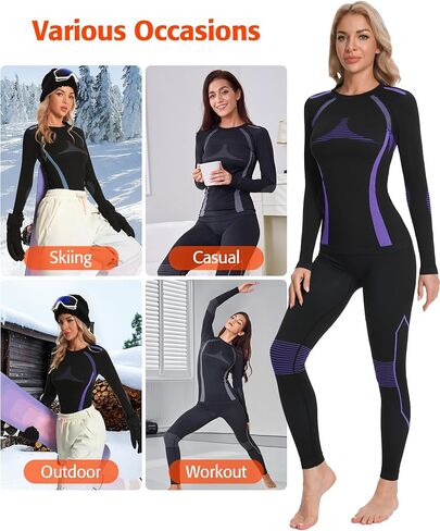 ATTRACO Thermal Underwear Set Womens Long Johns Seamless Warm Base Layer Top Bottom for Cold Weather in Saudi Arabia