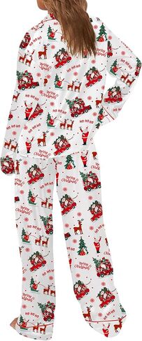 Sheshow Satin Pajamas for Women مجموعة طويلة الأكمام زر أسفل الحيوانات طباعة PJS مجموعات 2 قطعة صالة ملابس النوم XS-XXL in Kuwait
