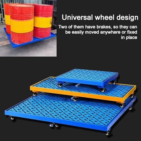 Heavy-Duty Oil Change Pan, Steel Drain Tray with Drain Bracket & Ball Valve, 26in Universal Wheel, Ideal for Automotive, Industrial & Home Use (Blue) in Saudi Arabia