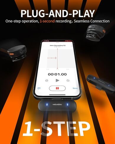 Wireless Lavalier Microphone Mini Mic for iPhone 15 16 Android Phone with Noise Reduction Cancellation 100ft Range Lapel Clip Mics for Recording Vlog YouTube TikTok Video (USB-C&Lightning, Black) in Kuwait