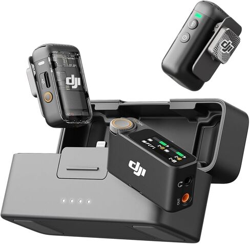 DJI MIC 2 (2 TX + 1 RX + CASE شحن) ، ميكروفون لافالييه اللاسلكي ، إلغاء الضوضاء ، نطاق 820 قدمًا ، ميكروفون لأجهزة iPhone ، Android ، حزمة الكاميرا مع 2x مكثف المكثف لافالييه MICs in Saudi Arabia