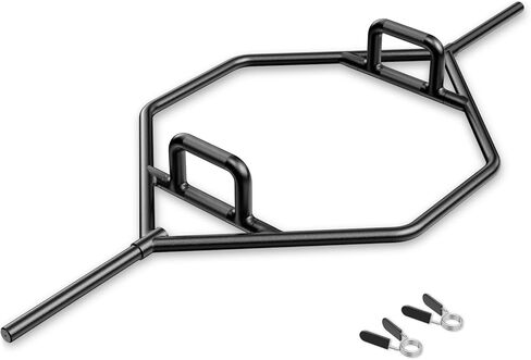 GOPLUS 56 '' Olympic Hex Bar ، Chrome Finish Barbell Trap Bar مع مقابض مسطحة أو مرتفعة للقرفصاء ، deadlifts ، تجاهل ، رفع وزن القوة ، رفع وزن 800 رطل. in Saudi Arabia