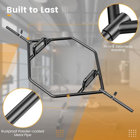 GOPLUS 56 '' Olympic Hex Bar ، Chrome Finish Barbell Trap Bar مع مقابض مسطحة أو مرتفعة للقرفصاء ، deadlifts ، تجاهل ، رفع وزن القوة ، رفع وزن 800 رطل. in Saudi Arabia