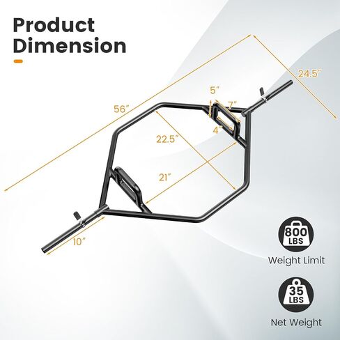 GOPLUS 56 '' Olympic Hex Bar ، Chrome Finish Barbell Trap Bar مع مقابض مسطحة أو مرتفعة للقرفصاء ، deadlifts ، تجاهل ، رفع وزن القوة ، رفع وزن 800 رطل. in Saudi Arabia
