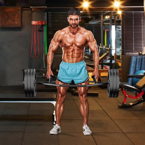 GOPLUS 56 '' Olympic Hex Bar ، Chrome Finish Barbell Trap Bar مع مقابض مسطحة أو مرتفعة للقرفصاء ، deadlifts ، تجاهل ، رفع وزن القوة ، رفع وزن 800 رطل. in Saudi Arabia