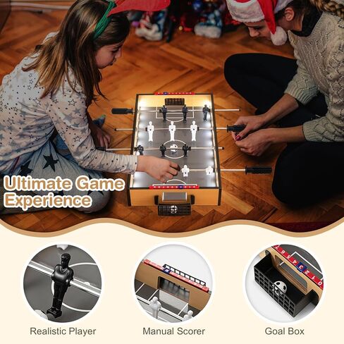 Giantex 20 بوصة Foosball Table - طاولة كرة قدم على الطاولة مع مصابيح LED مع لاعبين واقعية وكرات 2 ، طاولة لعبة كرة قدم خشبية للأطفال البالغين ، طاولة كرة قدم صغيرة للحفلة ، غرفة اللعبة ، ليلة العائلة in Kuwait