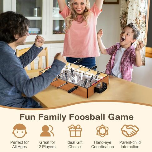 Giantex 20 بوصة Foosball Table - طاولة كرة قدم على الطاولة مع مصابيح LED مع لاعبين واقعية وكرات 2 ، طاولة لعبة كرة قدم خشبية للأطفال البالغين ، طاولة كرة قدم صغيرة للحفلة ، غرفة اللعبة ، ليلة العائلة in Kuwait