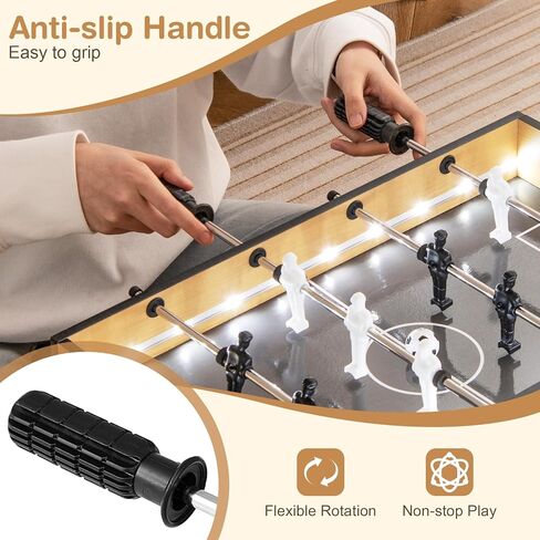 Giantex 20 بوصة Foosball Table - طاولة كرة قدم على الطاولة مع مصابيح LED مع لاعبين واقعية وكرات 2 ، طاولة لعبة كرة قدم خشبية للأطفال البالغين ، طاولة كرة قدم صغيرة للحفلة ، غرفة اللعبة ، ليلة العائلة in Kuwait