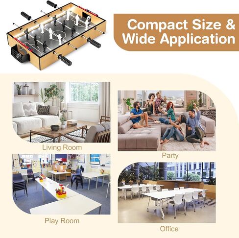 Giantex 20 بوصة Foosball Table - طاولة كرة قدم على الطاولة مع مصابيح LED مع لاعبين واقعية وكرات 2 ، طاولة لعبة كرة قدم خشبية للأطفال البالغين ، طاولة كرة قدم صغيرة للحفلة ، غرفة اللعبة ، ليلة العائلة in Kuwait