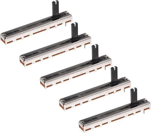 MECCANIXITY 5Pcs Straight Single Linear Slide Potentiometer 3 Pin B100K 60mm(L) 45mm Travel 5x15mm Handle Fader Variable Resistors Mixer Electronic Potentiometer for Dimming Tuning in Saudi Arabia