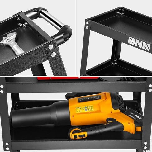 DNA Motoring 3 Tier Rolling Tool Cart ، عربة أداة خدمة المتداول الثقيلة مع 3 إطارات ، عربة خدمة معدنية للمستودعات ، المرآب ، المكتب ، ورشة عمل ، أدوات-00796-BK in Saudi Arabia