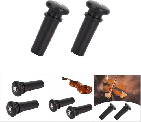 Violin Tail Endpin,2Pcs Jujube Rosewood Violin End Pin Wood Musical Instrument Accessories Performance Accessory (Black with fish eyes) in Saudi Arabia