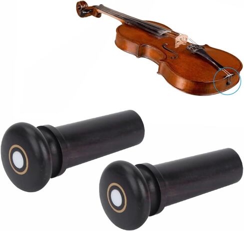 Violin Tail Endpin,2Pcs Jujube Rosewood Violin End Pin Wood Musical Instrument Accessories Performance Accessory (Black with fish eyes) in Saudi Arabia