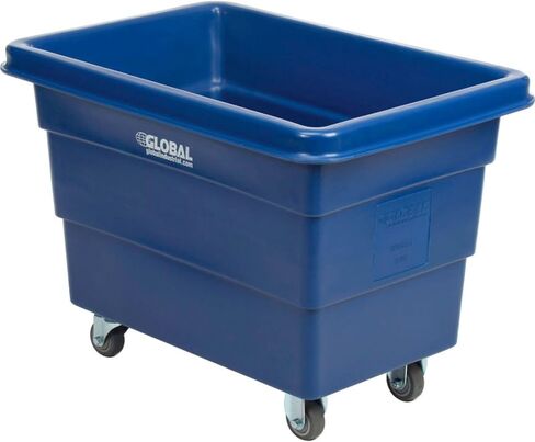 Global Industrial 6 Bushel Plastic Bulk Box Truck, Direct Mount Base, 500 lbs. Capacity, 3" Non-Maring Rubber Casters, Blue, 33-2/5"L x 23" W x 24-1/2"H in Saudi Arabia