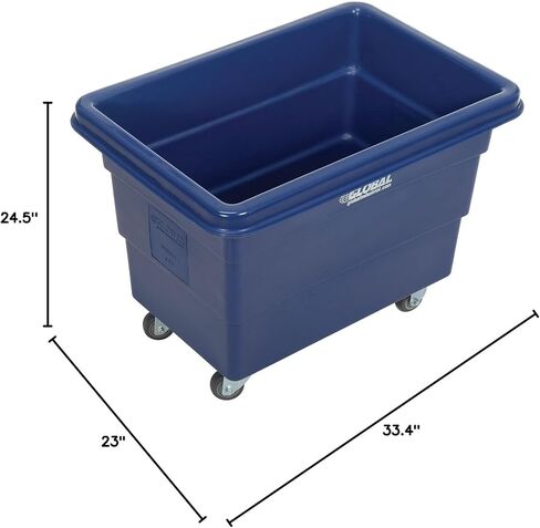 Global Industrial 6 Bushel Plastic Bulk Box Truck, Direct Mount Base, 500 lbs. Capacity, 3" Non-Maring Rubber Casters, Blue, 33-2/5"L x 23" W x 24-1/2"H in Saudi Arabia