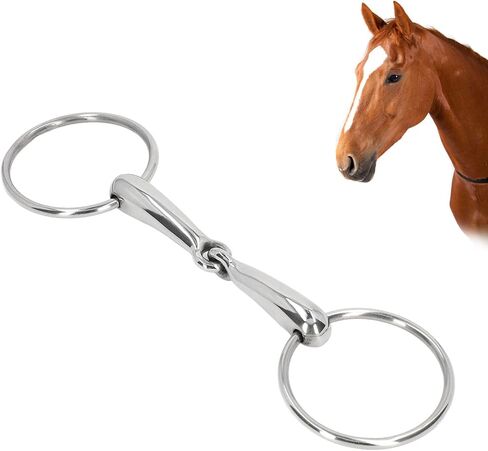 Topyond Horse Snaffle Bit, Stainless Steel D-Ring Horse Bits Western, Enhanced Control and Comfort, Jointed Chewing Mouth Roller, Suitable for Training Horses in Saudi Arabia