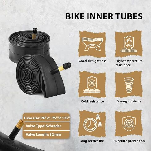 مجموعة إطارات الدراجات الجبلية Mohegia: 2 عبوة 20/24/26 × 1.95 بوصة إطارات بديلة قابلة للطي مقاومة للثقب والأنابيب الداخلية مع رافعات الإطارات للدراجة على الطرق الوعرة MTB in Kuwait