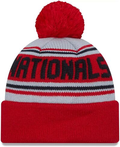 New Era Sport Cuffed Wordmark Cheer Beanie Hat with Pom - MLB Raised Cuff Knit Toque Cap in Kuwait