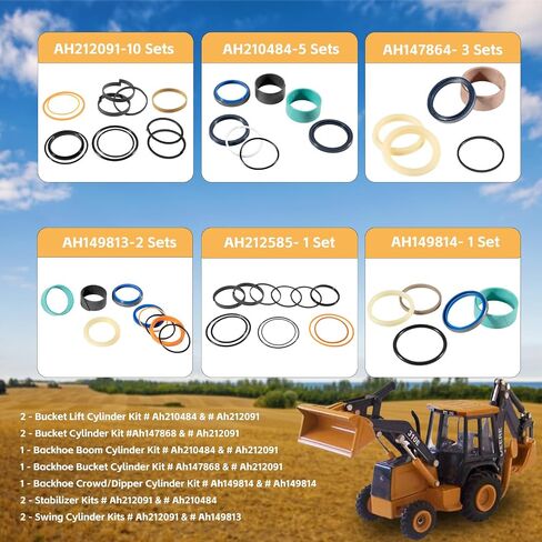 Whole Machine Hydraulic Cylinder Seal Kit for John Deere 310E Backhoe Bucket Cylinder Loader Bucket Tilt/Lift Cylinders Replacement Seal Kit AH212091,AH210484,AH147864,AH149813,AH212585,AH149814 in Saudi Arabia