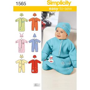 Simplicity 1565 Baby Bunting, Romper, and Hat Sewing Patterns, Sizes XXS-S