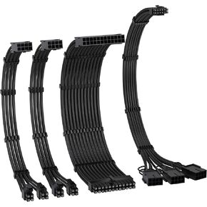 طقم كابل بأكمام EZDIY-FAB PCIE 5.0 12VHPWR، وصلة كابل إمداد الطاقة 16AWG، كابل PSU بأكمام PC، 24PIN-ATX/(4+4) PIN-EPS/(12+4) PIN إلى 3X 8 PIN PCIE- RTX4080/4070Ti كابل-أسود/أحمر in Kuwait