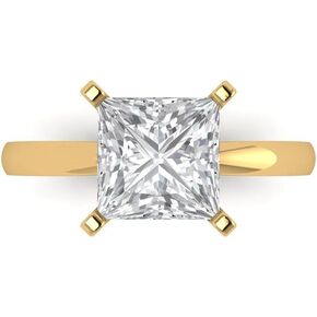 Clara Pucci Yellow/Rose/White 14k Gold Solitaire Statement anniversary Engagement Promise Ring - 3Ct Princess Cut Simulated Diamond