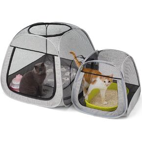 Portable Cat Playpen, Trapezoidal Design for Better Standing, Foldable Pet Tent for Outdoor and Indoor Use of Puppy and Kitten, Dog Play Enclosure, Cat Condos & Houses