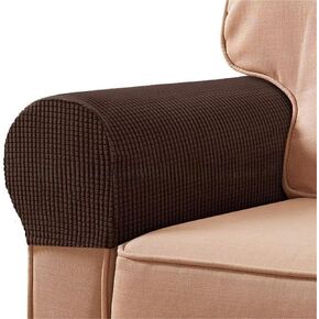 Stretch Armrest Covers Spandex Arm Covers for Chairs Couch Sofa Armchair Slipcovers for Recliner Sofa with Twist Pins 2pcs （Dark Coffee）