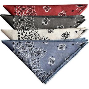 Paisley Dog Bandana Triangles - 100% American Made Cotton - 4 Pack - Red, White, Blue, Gray Paisley Bandana Triangles - Colter Adventure Co. in Kuwait