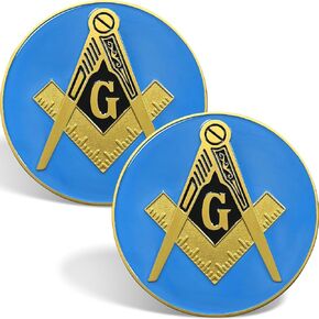 Masonic Car Emblem 3 inches Freemason Car Decals Square and Compasses Auto Truck Motorcycle Decal Masonic Accessories Blue & Gold (5, Gold)