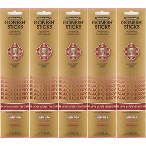 Gonesh Incense Sticks Extra Rich Collection - Black Cherry 5 Packs (100 Total)