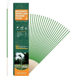Mosquito Repellent Incense Sticks Outdoor Patio, 60pcs Citronella Repellent Incense Sticks, Deet Free Natural Organic Mosquito Barrier Mosquito Repellent Killer for Patio, Camping, Fishing